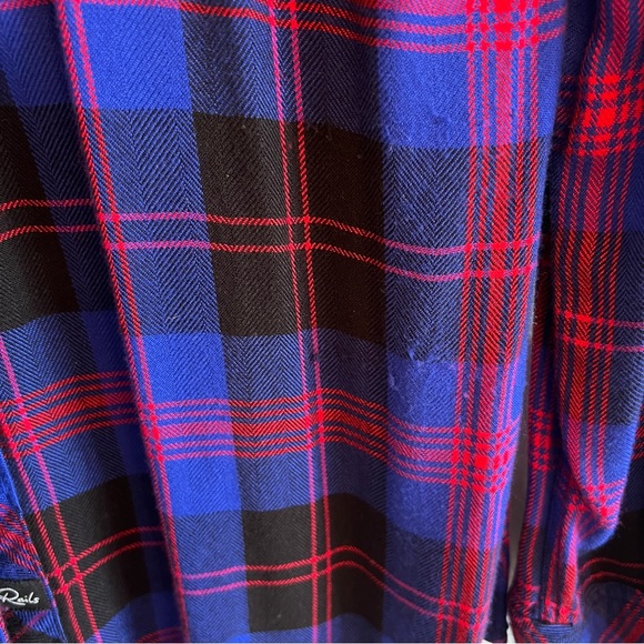 Rails Hunter Electric Blue, Black & Red Button Down Flannel Shirt | S - Picture 9 of 10